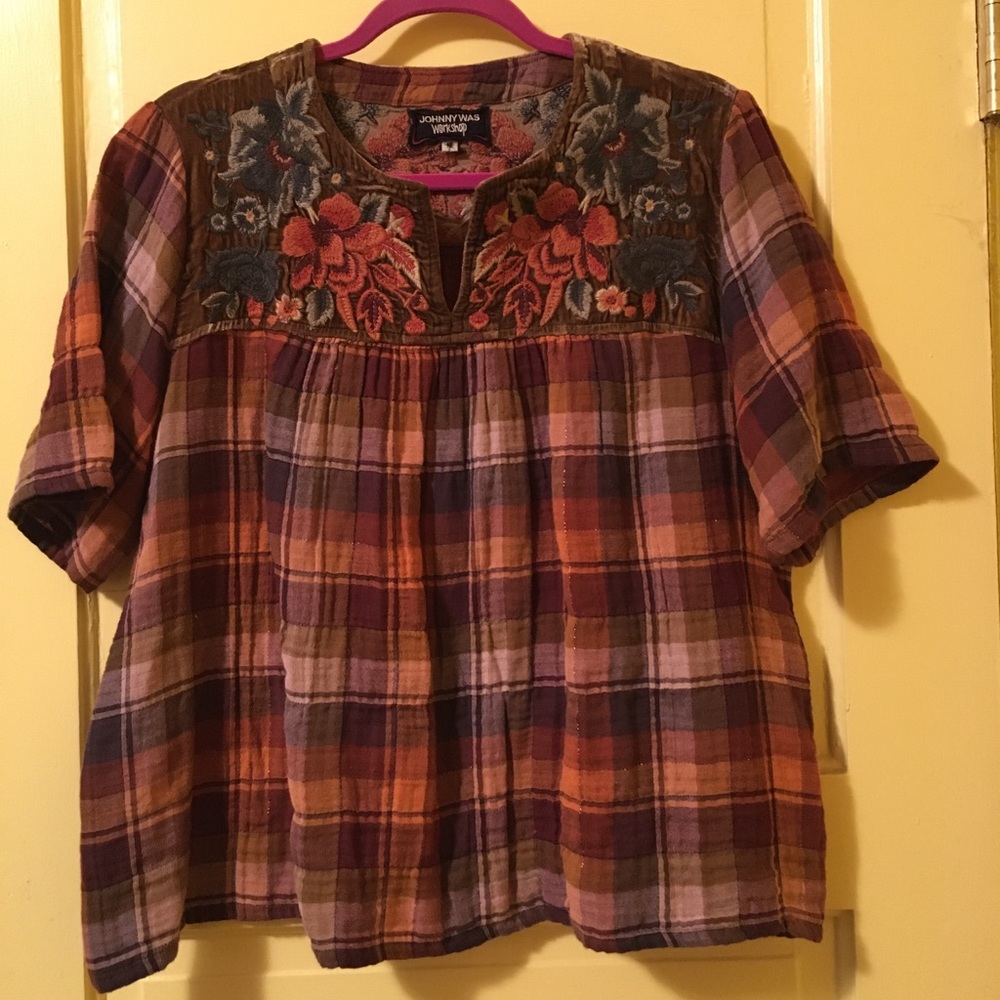 Johnny Was Workshop embroidered cotton blouse